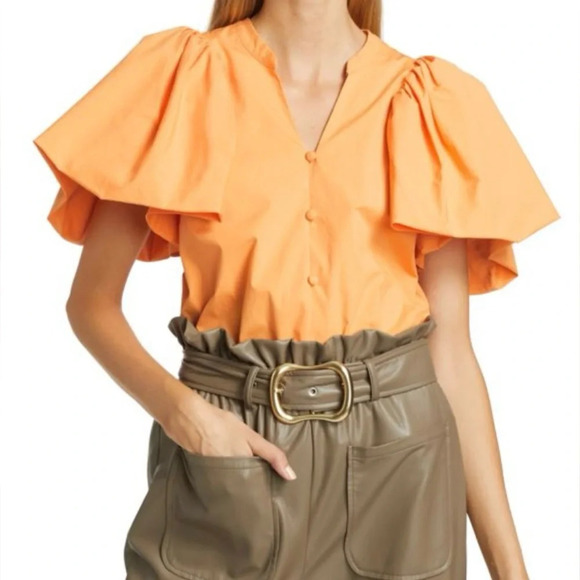 Jonathan Simkhai puff sleeve top. Size S. Hardly worn. Excellent condition. - Picture 3 of 7